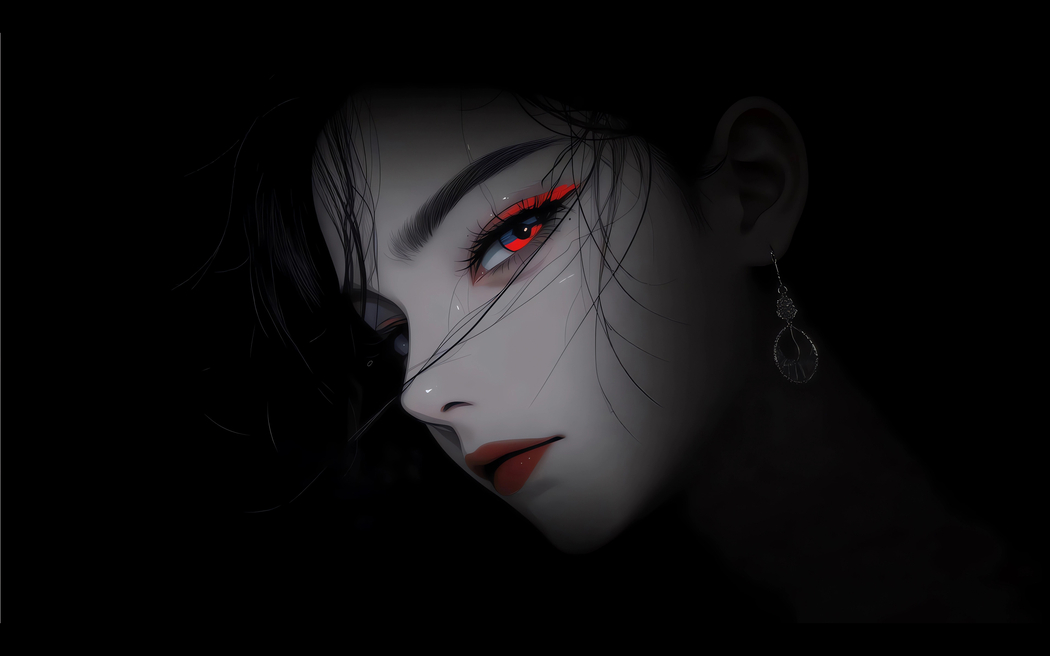 红蓝眼睛暗美女动漫车机壁纸 4K超清3840x2400免费下载