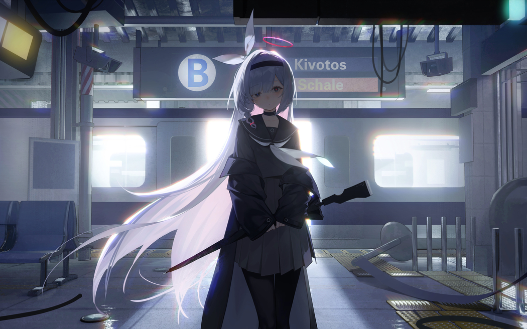 蓝色档案动漫女孩长发 4K高清车机壁纸 3840x2400免费下载