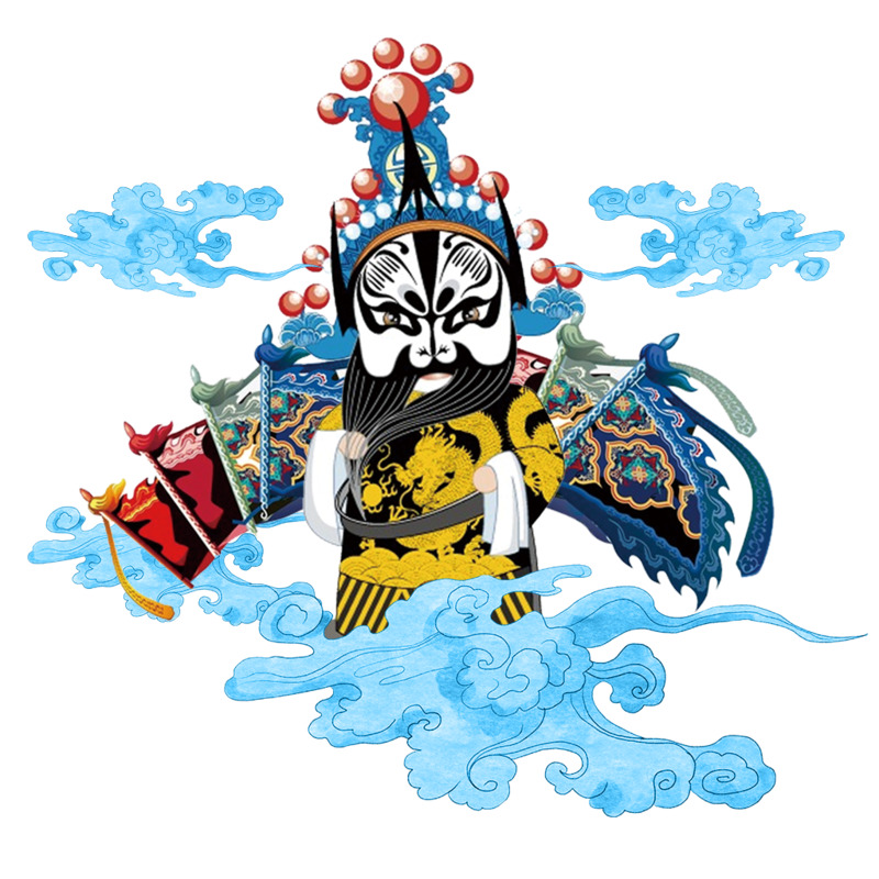 戏曲人物元素图-高清PNG透明手绘卡通设计素材免费下载