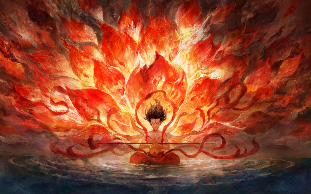 哪吒火莲花4k高清车机中控壁纸3840x2400 免费下载