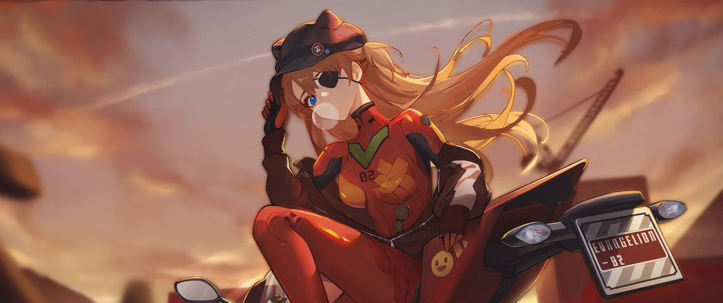 摩托车手明日香 3440x1440 4K高清动漫带鱼屏壁纸免费下载