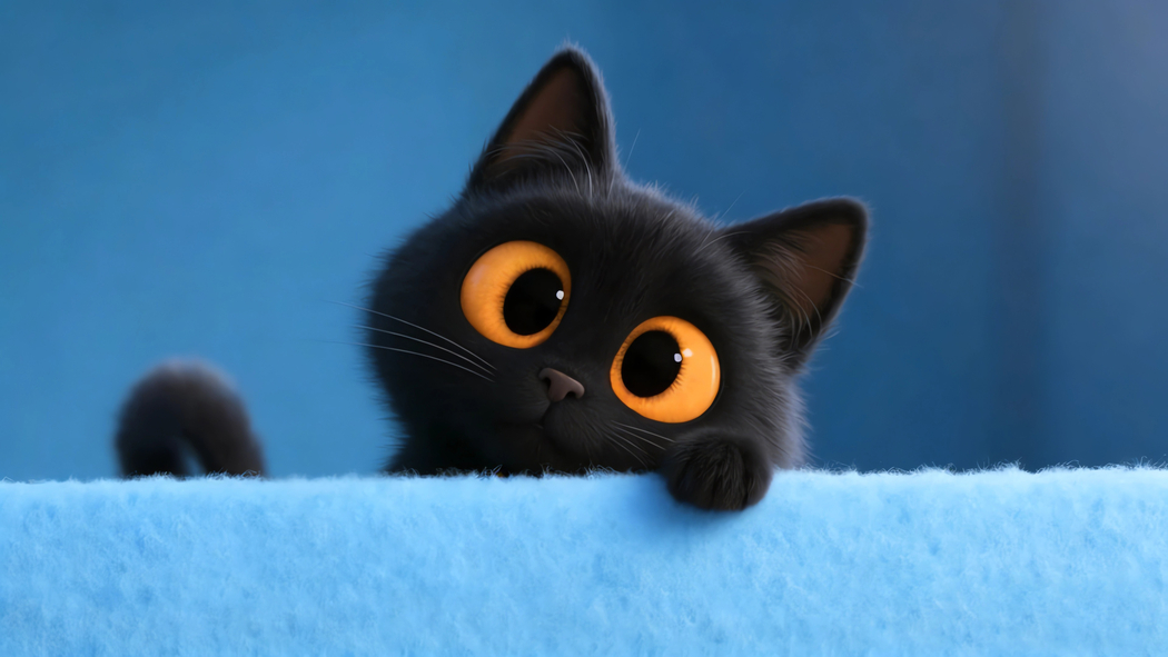 可爱小黑猫车机壁纸 4K高清3840x2160 平板笔记本便携设备免费下载