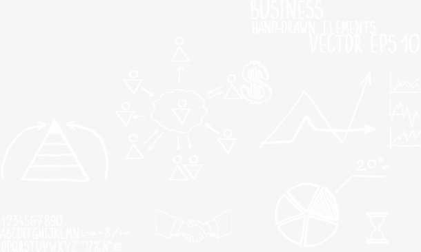 粉笔画素描白色教育插画高清PNG透明背景设计素材免费下载