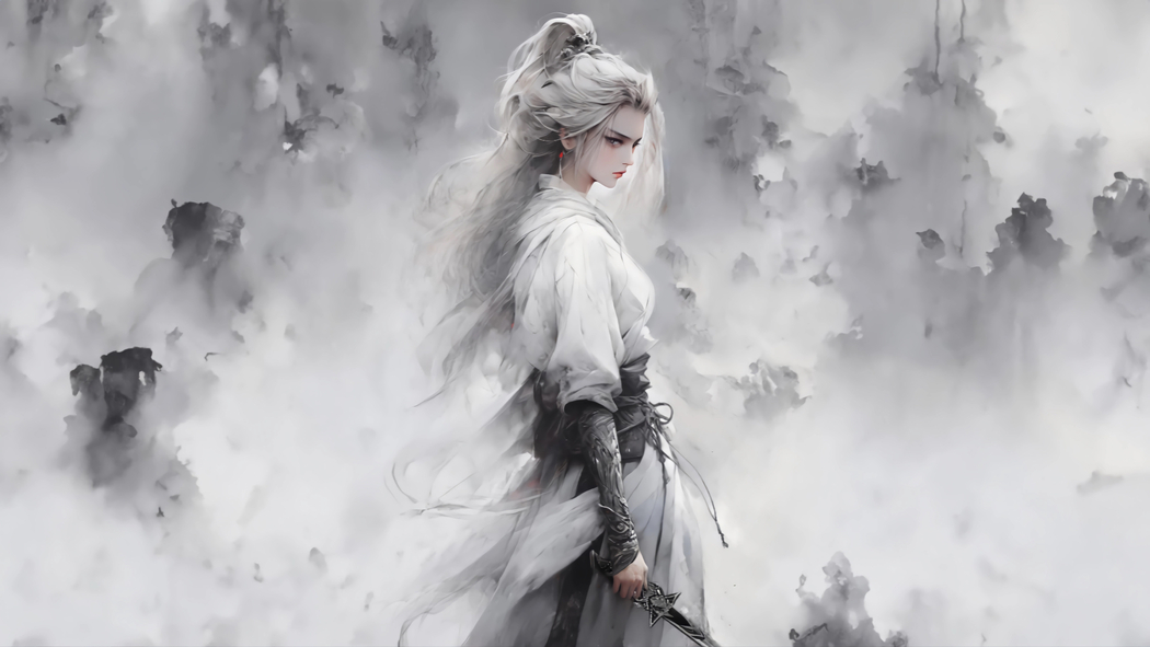 水墨白衣女侠 4K全面屏高清车机壁纸3840x2160免费下载