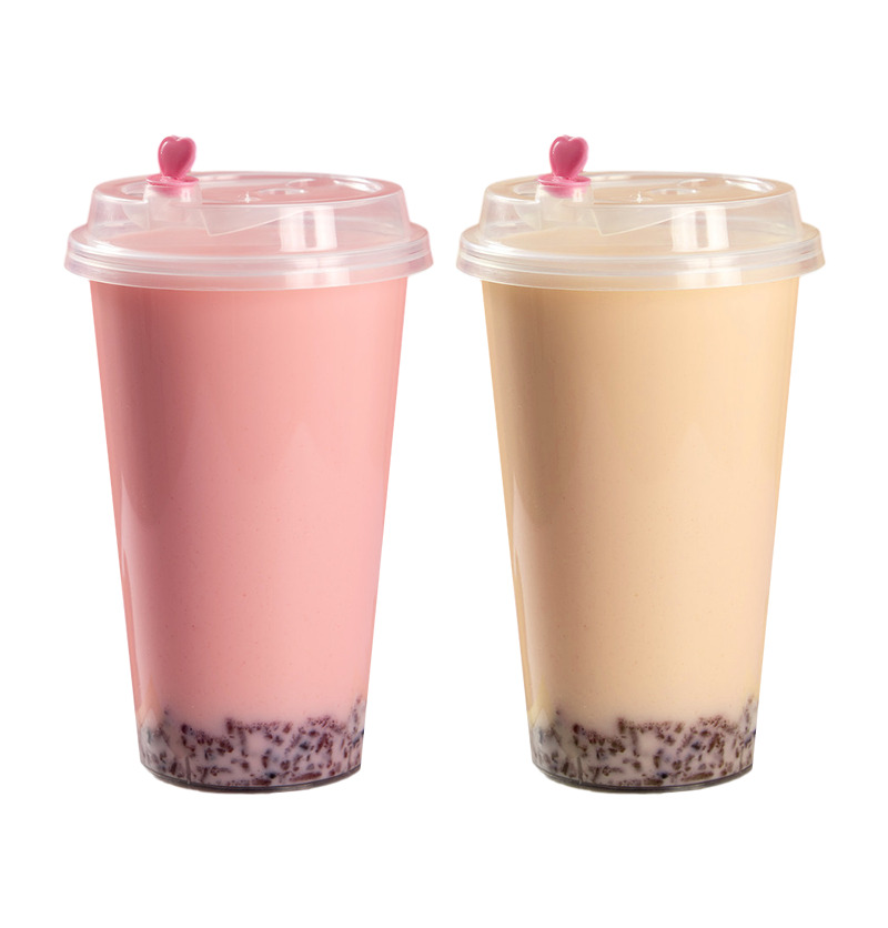 草莓味与原味珍珠奶茶高清PNG透明免扣设计素材免费下载