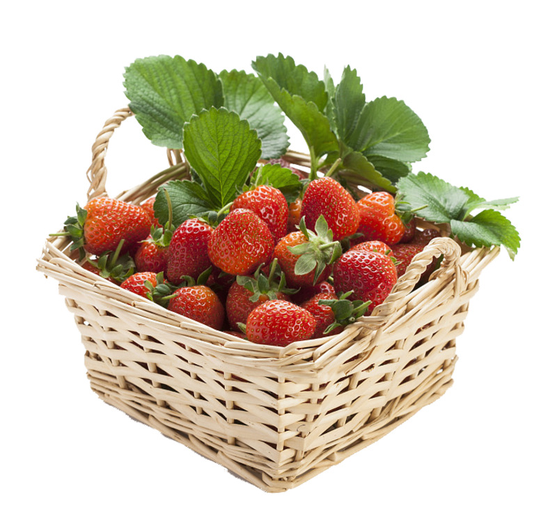 一篮子草莓高清PNG透明动植物设计素材免费下载
