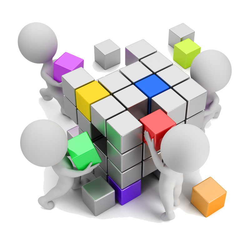 共同完成积木3D小人高清PNG透明手绘卡通元素设计素材免费下载