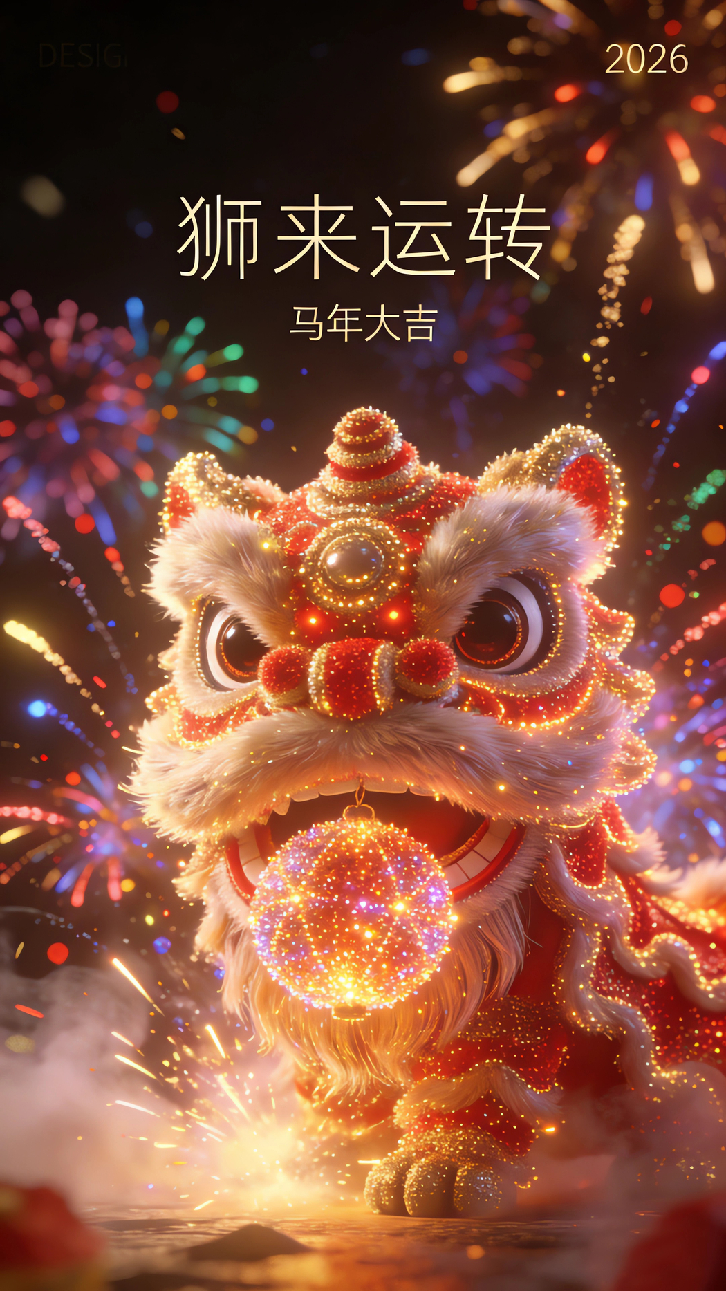 2026狮来运转马年大吉 4K手机高清全屏壁纸2160x3840免费下载