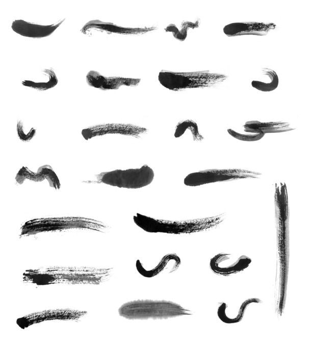 水墨毛笔笔触高清PNG透明装饰元素设计素材免费下载