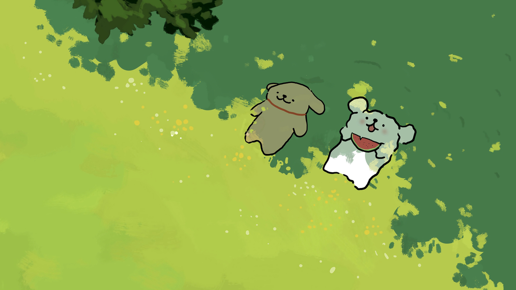 线条小狗绿色树荫车机4K高清横屏壁纸3840x2160免费下载