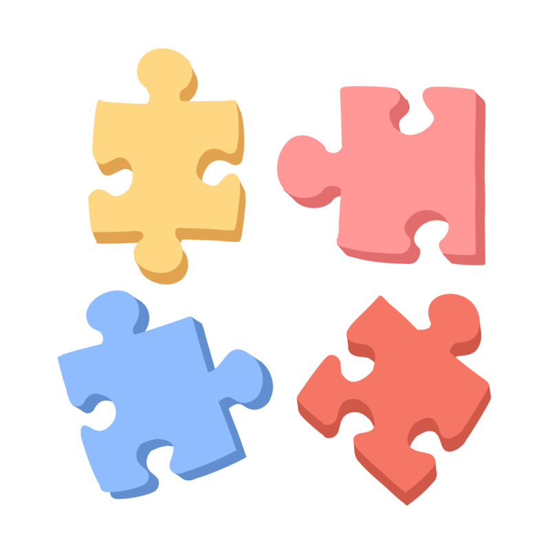 四块拼图拼块高清PNG透明免扣设计素材免费下载