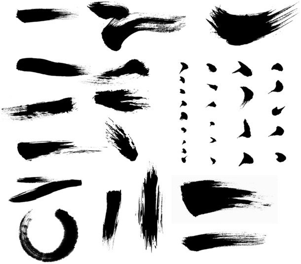 黑色毛笔笔触高清PNG透明装饰素材免费下载