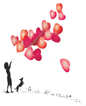 卡通人物放飞气球七夕情人节高清PNG透明图片设计素材免费下载