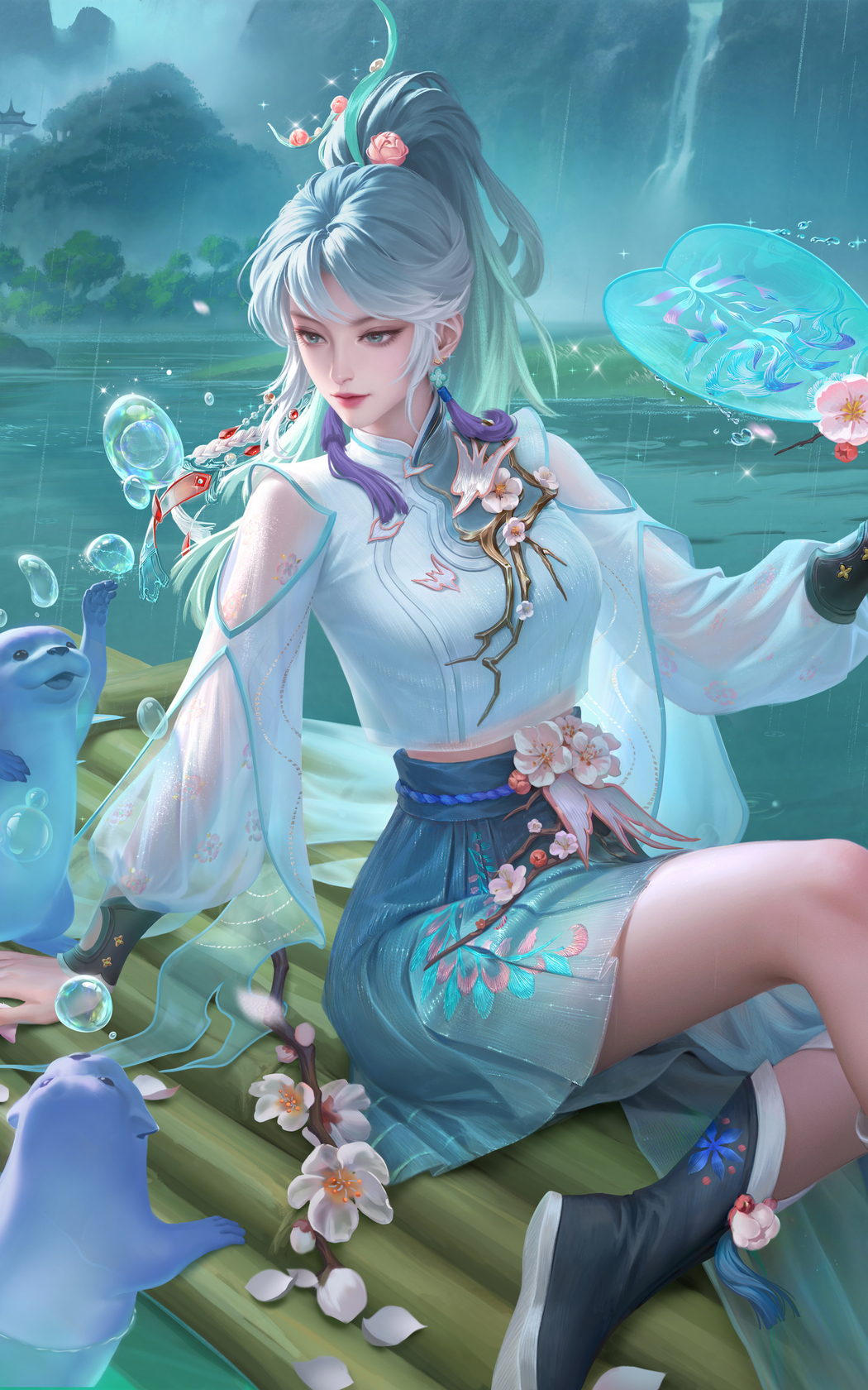 王者荣耀上官婉儿春霖将至4K高清全面屏手机壁纸2400x3840免费下载