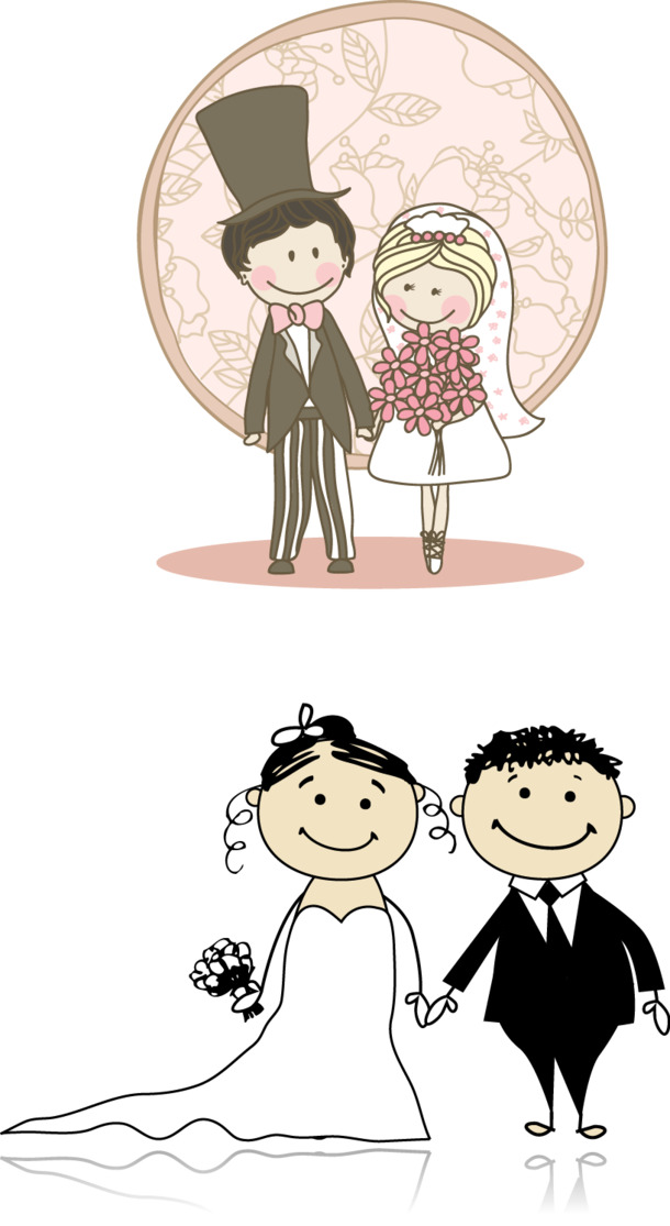 结婚小人高清PNG透明图片-情人节节日元素设计素材免费下载