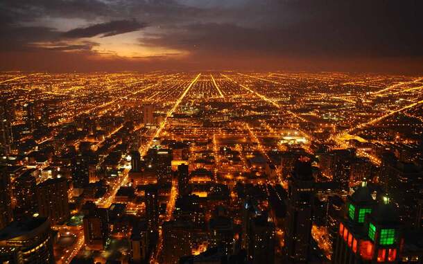 黑色天空灯火通明城市高清PNG透明背景摄影设计素材免费下载