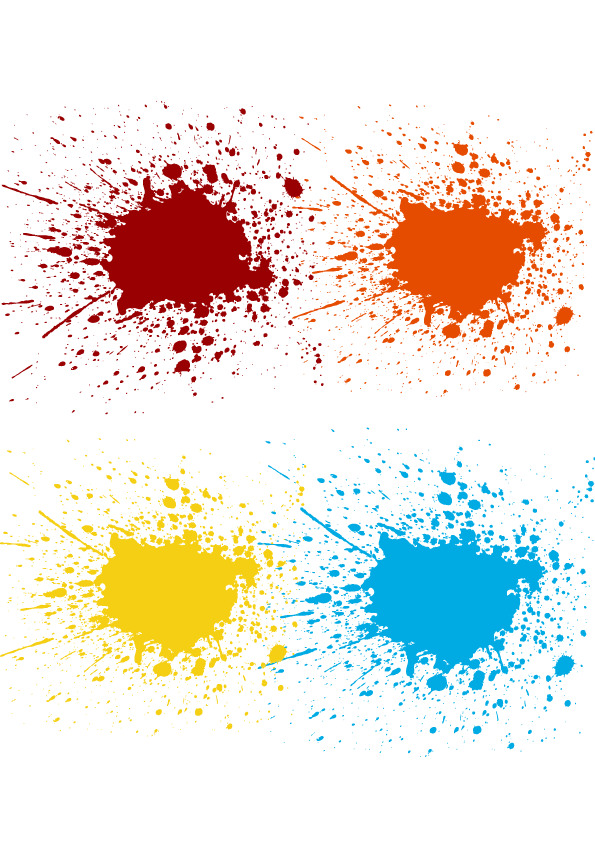 水墨四溅彩色高清PNG透明装饰特效图片设计素材免费下载