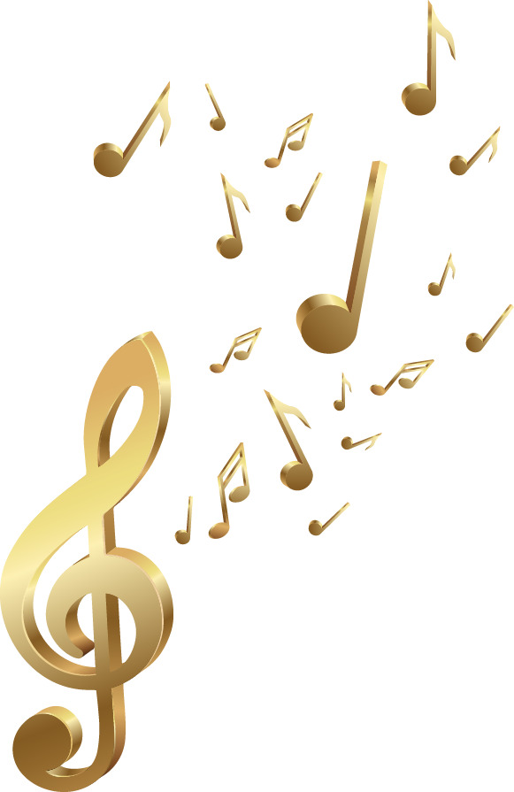 金属质感创意音乐符号高清PNG透明装饰素材免费下载
