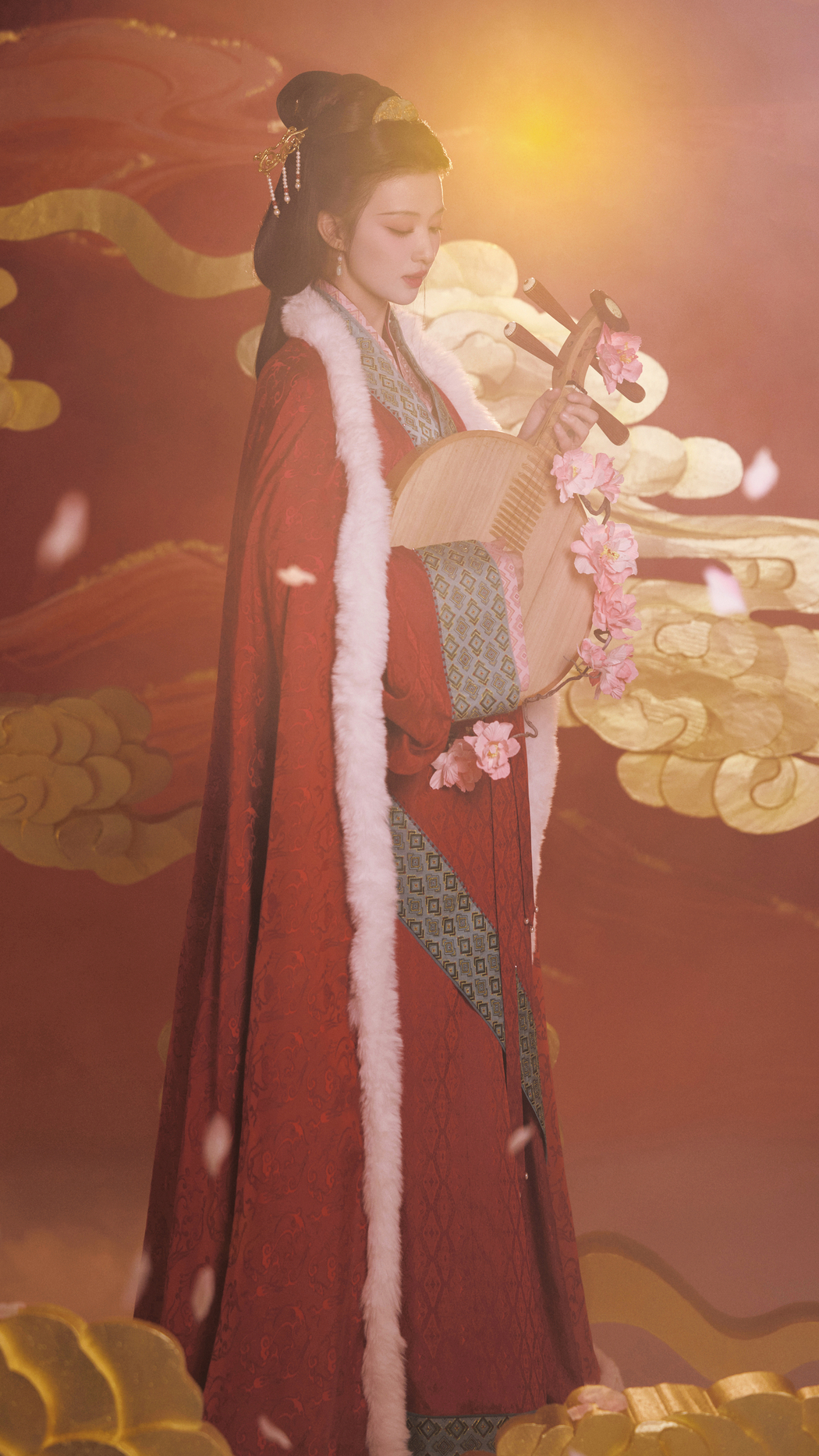 红色古风美女琵琶王楚然4K手机高清壁纸2160x3840免费下载 红色古风美女琵琶王楚然4K手机高清壁纸2160x3840免费下载