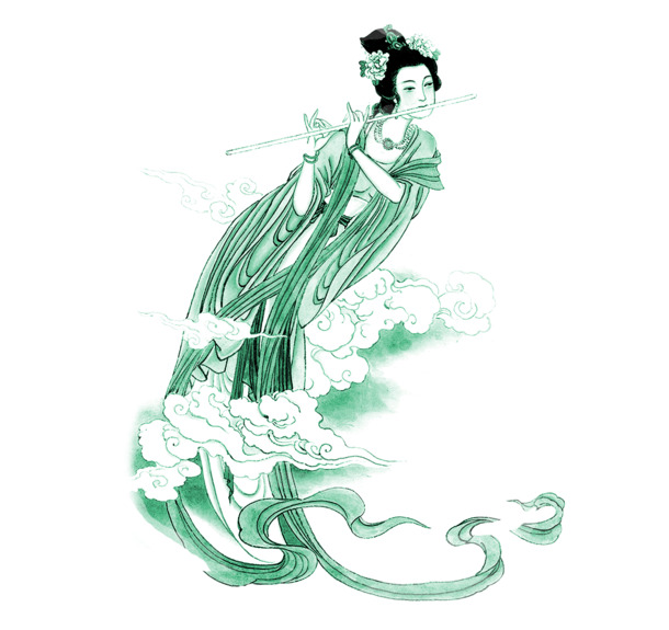 古典美女中秋节高清PNG透明图片设计素材免费下载