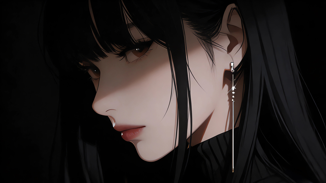侧脸高冷美女暗黑光影4K动漫壁纸3840x2160免费下载