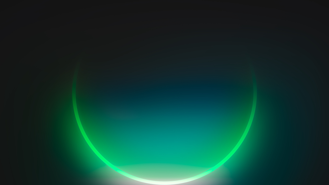 Windows 11暗色霓虹绿色渐变圆形低光4K高清壁纸3840x2160免费下载