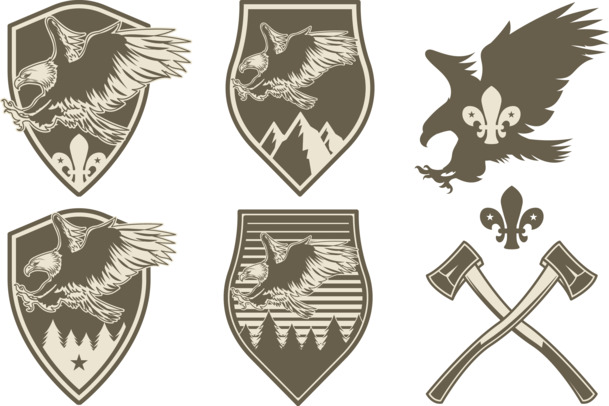 矢量鹰侦察兵徽章高清PNG透明动物设计素材免费下载