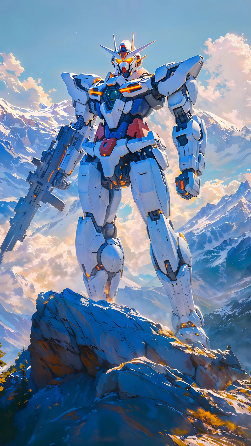 高达机甲雪山4K手机竖屏高清壁纸2160x3840免费下载