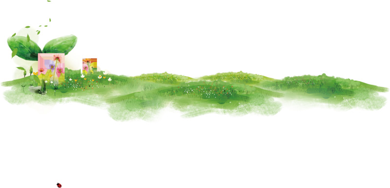 春季水彩绿色大树草地高清PNG透明装饰植物设计素材免费下载