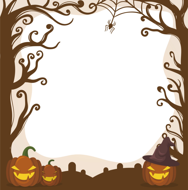 棕色树枝万圣节边框高清PNG透明设计素材免费下载