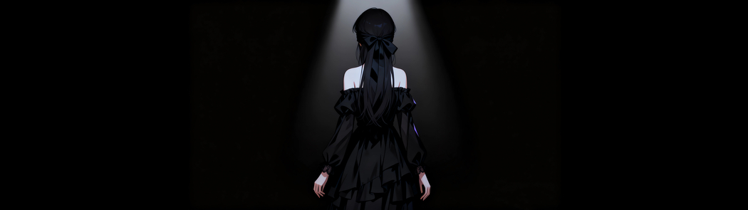 蒙眼美女背影光影暗色系 5120x1440超宽屏高清双屏壁纸免费下载