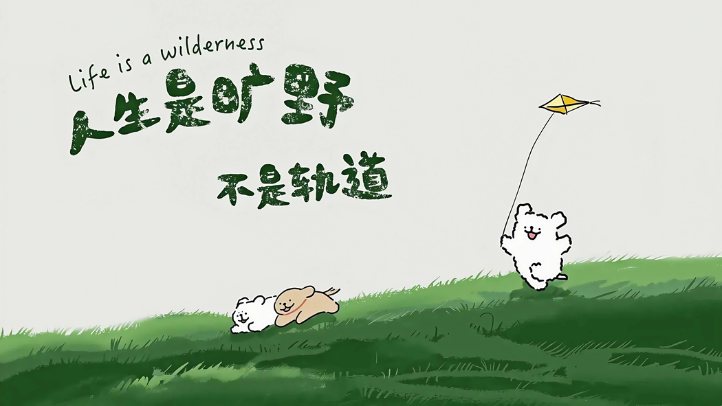 人生是旷野不是轨道 线条小狗4K动漫高清壁纸3840x2160免费下载