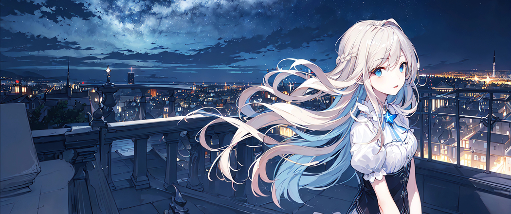 长发动漫女孩城市夜晚裙子4K高清3440x1440带鱼屏壁纸免费下载 长发动漫女孩城市夜晚裙子4K高清3440x1440带鱼屏壁纸免费下载