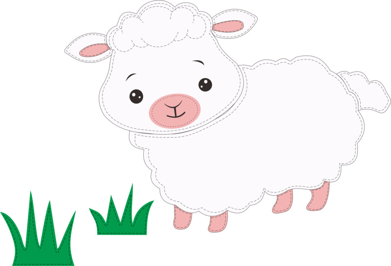 可爱的小羊羔在吃草