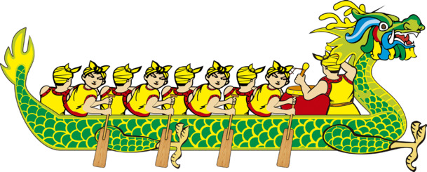 龙舟人物团结手绘