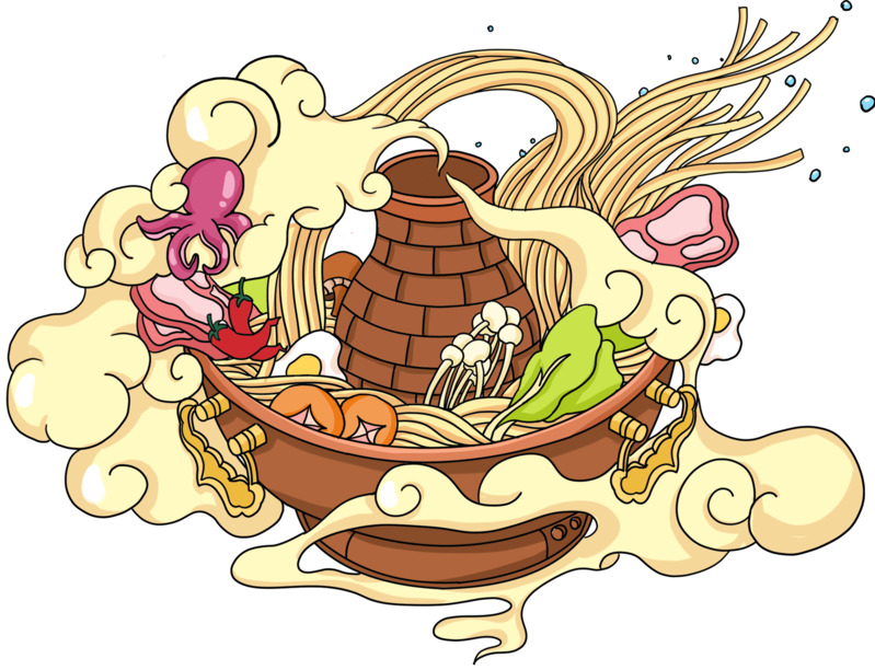 卡通手绘火锅美食素材