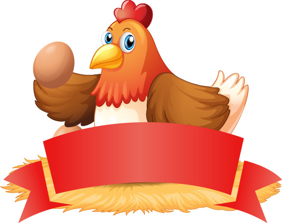 新年卡通矢量可爱母鸡下蛋