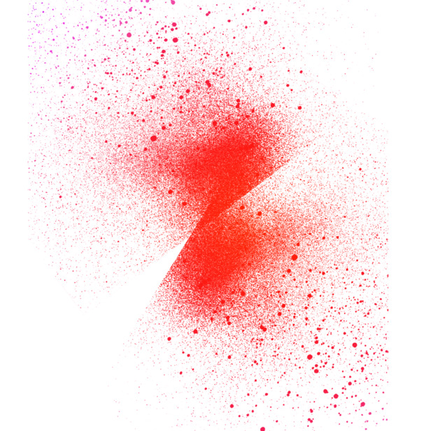 红色清新碎片喷漆效果元素