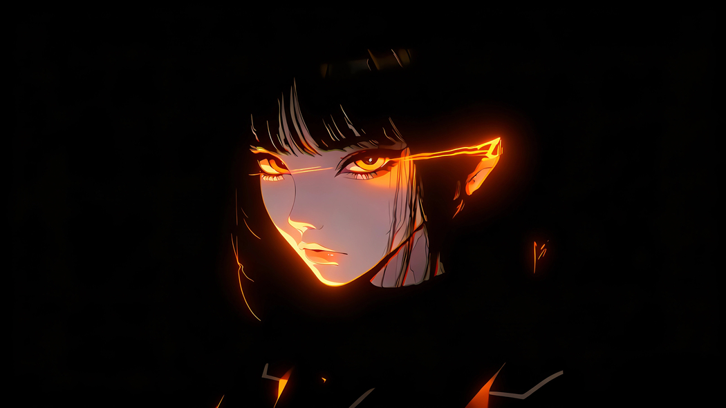 高冷动漫美女橙色眼睛 4K械屏平板笔记本高清壁纸3840x2160免费下载