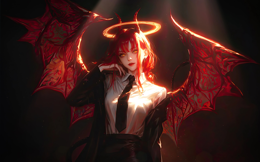 玛奇玛红色头发暗黑背景4K高清车机壁纸3840x2400免费下载