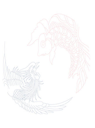 凤凰和鱼高清PNG透明背景元素底纹设计素材免费下载