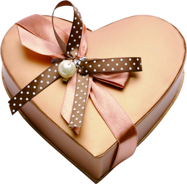 卡其色蝴蝶结珍珠礼物盒高清PNG透明素材-情人节节日元素免费下载