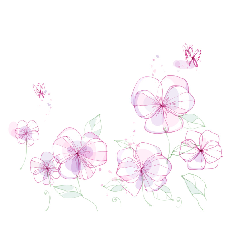 水彩绘粉色鲜花高清PNG透明装饰元素花纹设计素材免费下载