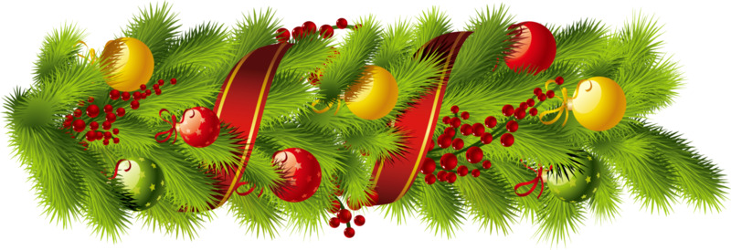 圣诞节绿色松叶与花瓣漂浮元素高清PNG透明设计素材免费下载