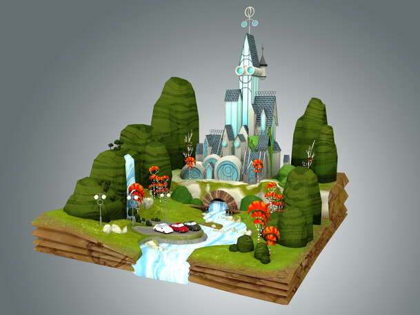 卡通教堂树木场景高清PNG透明背景手绘设计素材免费下载