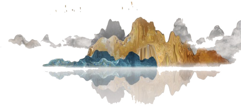 国潮山水装饰元素高清PNG透明中国风设计素材免费下载