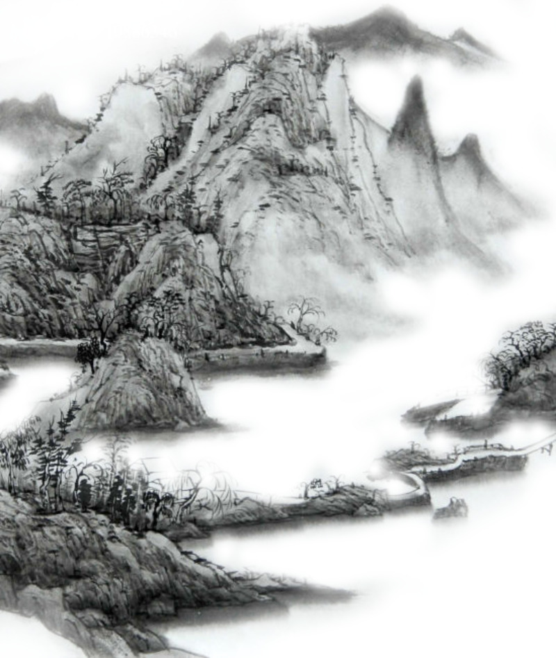 连绵山脉中国风高清PNG透明装饰素材免费下载