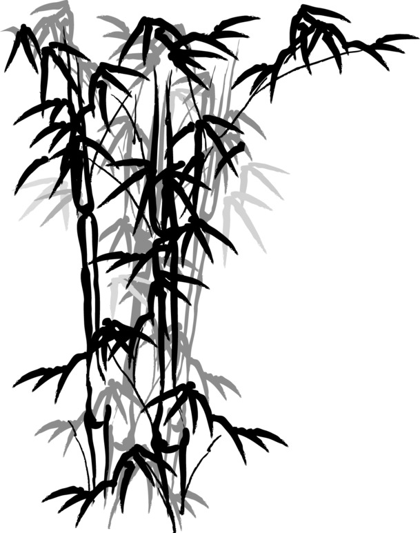 水墨竹子高清PNG透明装饰元素设计素材免费下载