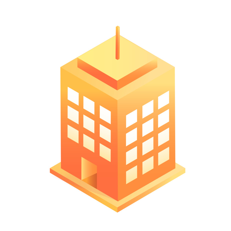 卡通2.5D黄色建筑高清PNG透明免扣设计素材免费下载