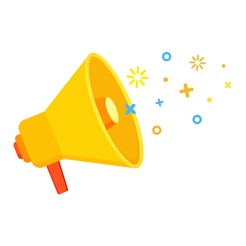 橙黄色手拿信息喇叭高清PNG透明免扣设计素材免费下载